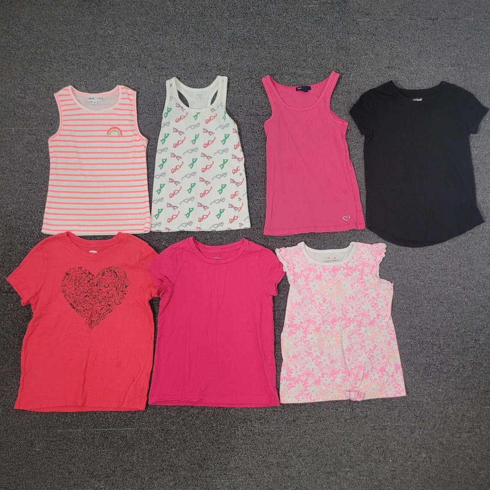 Old Navy Cat & Jack Size 6 6X T-Shirt Tank Top Lot 7pc Girls Pink Red Black